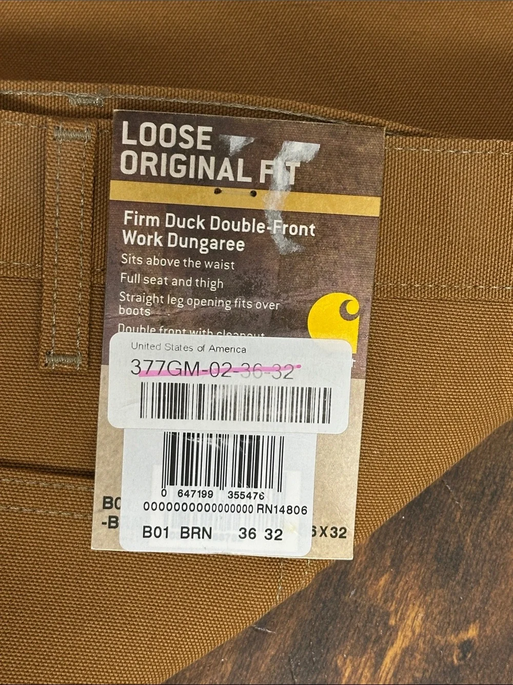 🔥 Carhartt B01 Loose Fit Firm Duck Work Dungarees 36x32 NWT 🛠️ - Picture 5 of 8